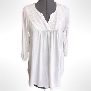 Rue21 Embroidered White Tunic Large Blouse